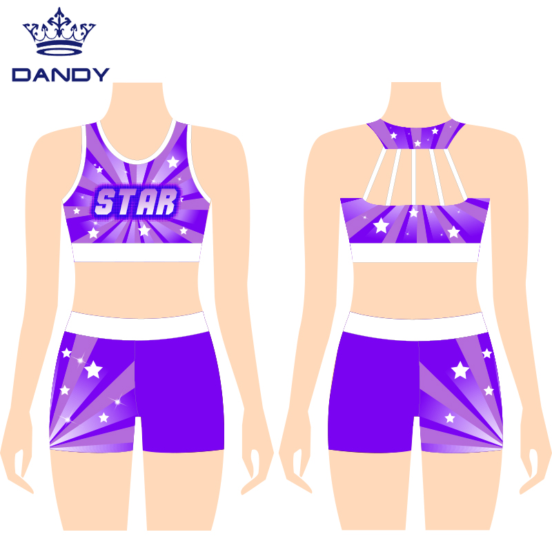 Shiny print sport bra cheerleading uniforms