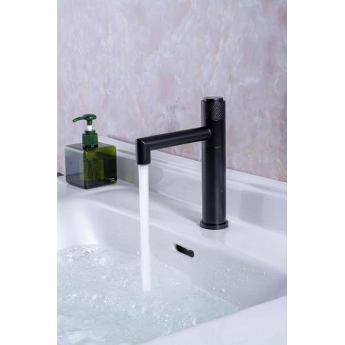 Modern matte black button single cold basin faucet