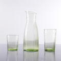 Hand Made Green Stripe Glasswares Flower Glass Jar Wine Glass