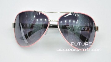Metal Aviators Sunglasses with Faux Rhinestone