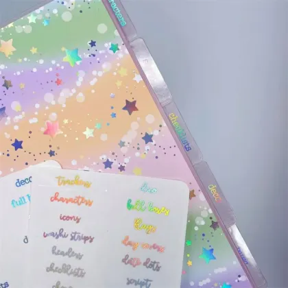 Holographic Script Planner Stickers: Transparent, Minimalist Task Labels