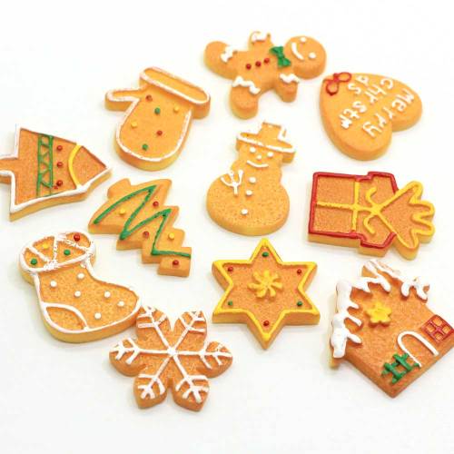 Various Style Cookies Snowflake Tree Socks Shaped Resin Beads Party decor Christmas Tree Ornaments Cabochon Spacer