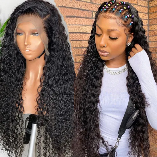 100% Brazilian Virgin Human Hair Transparent Swiss Lace Wig HD Body Wave Curly Lace Front wigs for Black Women