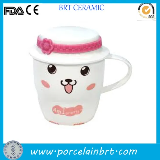 Pretty cat ceramic Mug Cup with hat lid