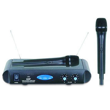 UHF Wireless Microphone System with Frequency Response of 40Hz to 20kHz, Two Mirophone