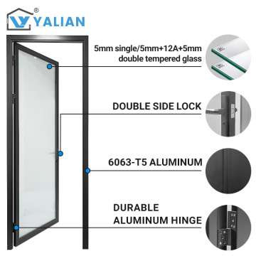 Morden Style Glass Aluminum Casement Door Single Panel