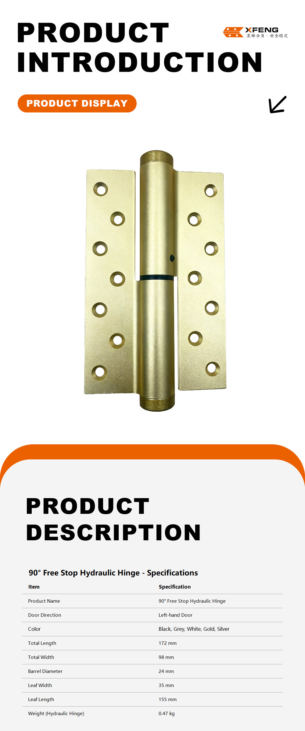 4- 90° Non-positioning Hydraulic Hinge x