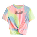 T-shirt femminile da donna a crew multicolori personalizzate