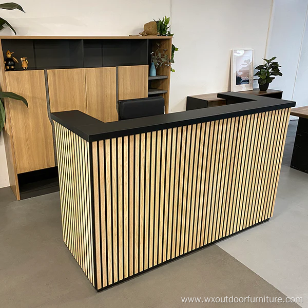 I shape club cashier Solid Wood Beauty Salon Office Restaurant Front Bar Counter Reception Desk with led light