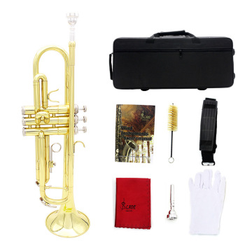Professional Brass Lacquer Gold B Flat Trumpet with Storage Bag
