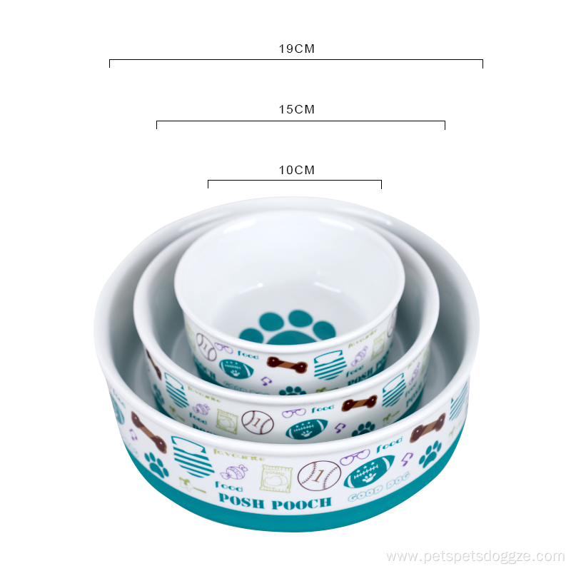 Ring Non-slip Design Fashion Printed Ceramic Dog Bowl