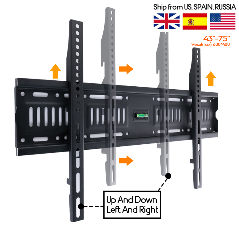 LVDIBAO Black Cold-rolled Steel Fixed TV Wall Mount Bracket Load up to 70kg Hold on 26''-75'' LED LCD TV Bracket VESA 600*400