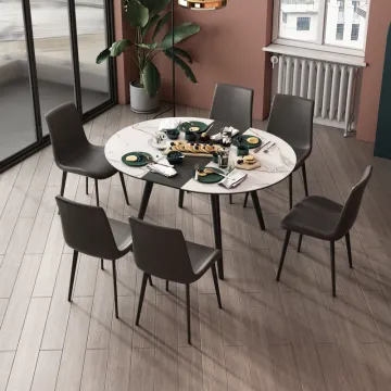Dining Room Convertible Rock Slab Extendable Dining Table