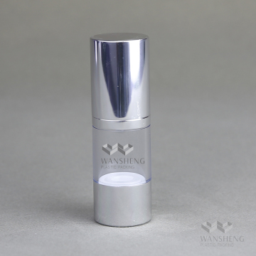 30ml shiny silver clear airless pump bottle
