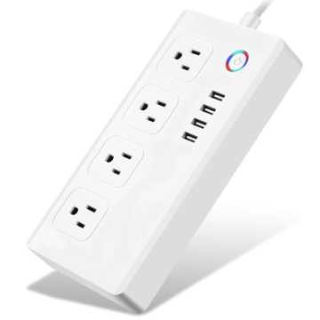 Protecteur de surtension Smart Home WiFi Smart Power Strip avec 4 prises intelligentes et 4 ports USB Prise de courant intelligente à longue extension