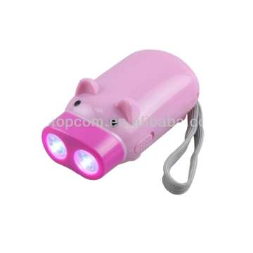 Animal-Shaped 2 LED Kids Mini Hand-Crank Flashlight