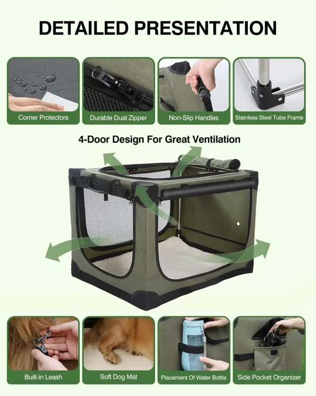 Brighthomey 36 Inch Collapsible Travel Crate for Medium to Large Dogs