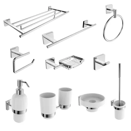 15-Year OEM/ODM Factory: Luxury 6-Piece Bathroom Accessory Set in Chrome, Stainless Steel, or Brass from China