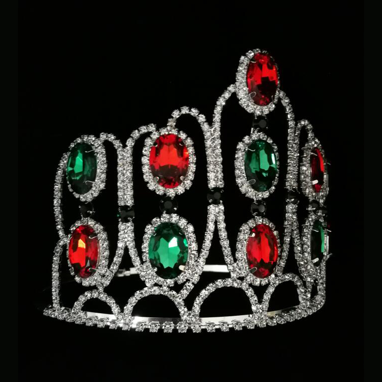 Christmas Color Rhinestone Tiara King Pageant Crown