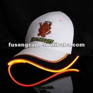 Fashion embroidered snapback flashing light led hat cap