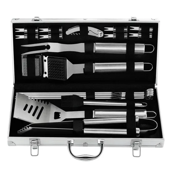 20PCS Heavy Duty BBQ Grill Tools Set: Premium Extra Thick Stainless Steel Spatula, Fork & Tongs