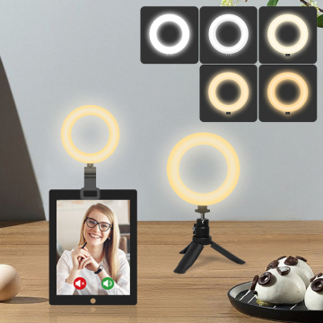 Dimmable LED Ring Light με περίπτερο και 5 τρόπους φωτός για selfies ομορφιάς και μακιγιάζ