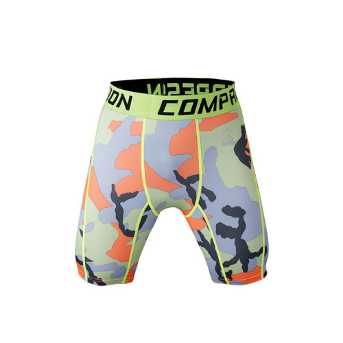 mens camo pattern sublimation compression gym shorts