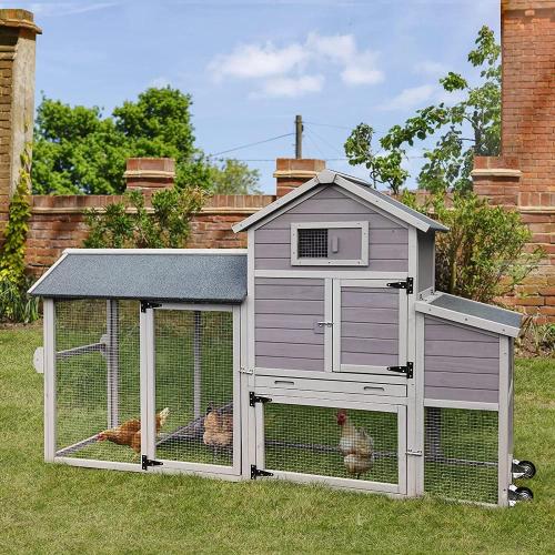 Movable Chicken Coop with Run Outdoor Hen House