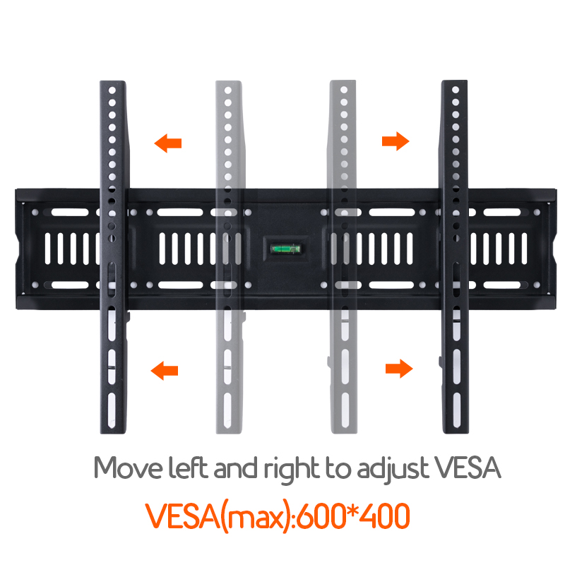 LVDIBAO Black Cold-rolled Steel Fixed TV Wall Mount Bracket Load up to 70kg Hold on 26''-75'' LED LCD TV Bracket VESA 600*400