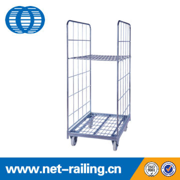 2 sided galvanized folding steel storage supermarket roll cages