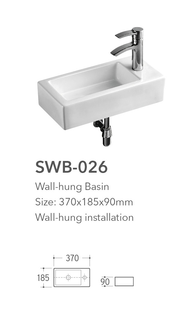 Wall Mounted Overflow Hole Wall Hung Wash Basin, High Quality Wall