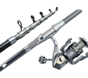 2.1m Telescopic Carbon Fishing Rod and Reel Sombo Surf Rod Sea Rod