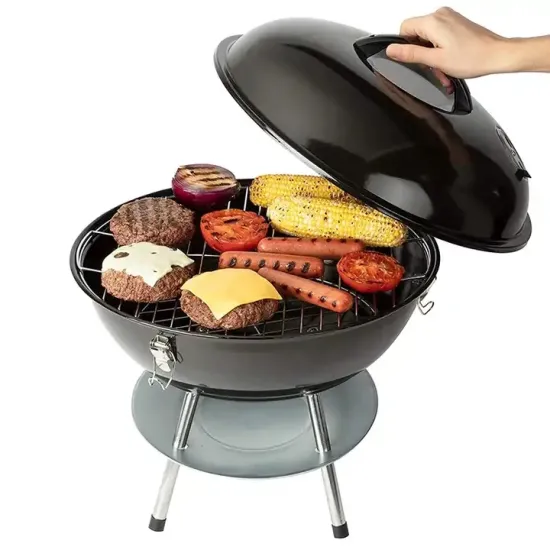 Kettle Apple Shape Charcoal Camping tabletop 14-inch barbecue grill easy outdoor portability three-legged charcoal BBQ grill