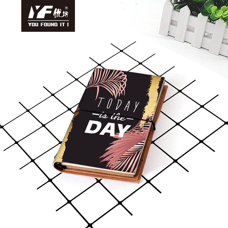 Custom today is the day style PU cover notebook with elastic strap small leather diary