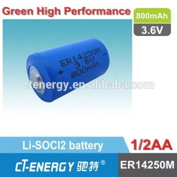 High performance type 3.6V Li-SOCI2 type ER14250m battery