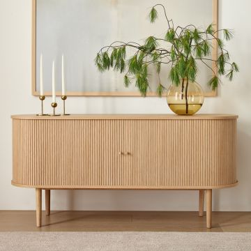 Table de buffet de rangement en bois en chêne massif moderne pour salon et salle à manger