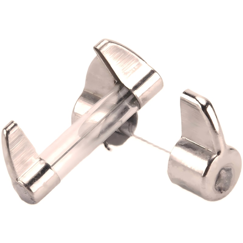 Close-up view of BGDC 12X37 Glass Cartridge Fuse showing glass body and end caps