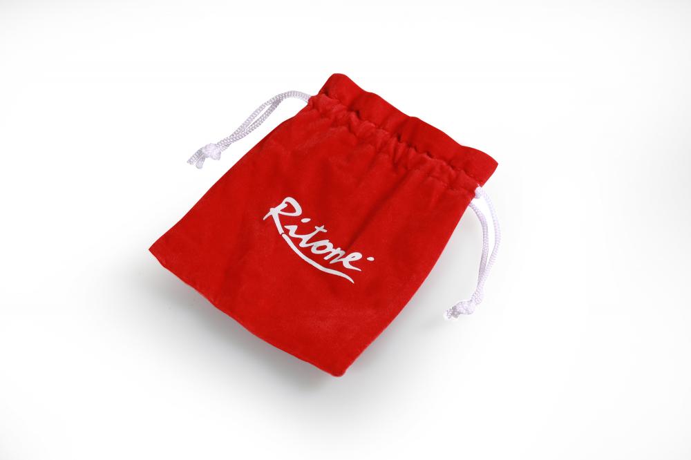 velvet gift pouch with white logo 