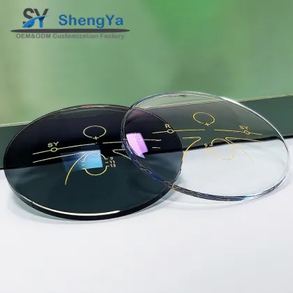 1.56 HMC Photochromic Blue Cut Lens Optik Manufactory Progresif UV420 PGX Round Top Blue Block Lens Sunglasses