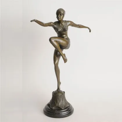 Dance art statue casting bronze nude dancing man and woman sculpture
