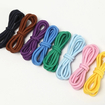 4MM Unisex Multi-Color Waxed Round Shoelaces - High-Quality Solid Color Laces
