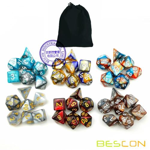 Bescon New Style 6X7 42pcs jeu de dés polyédriques, 6 Unique brillant deux tons Gemini polyédrique 7-Die Sets Donjons et Dragons DND