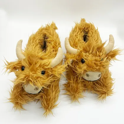 Hot Sale Highland Cow Plush Slippers