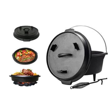 Outdoor Camping Cookware Set: BBQ Cast Iron Dutch Oven Pot