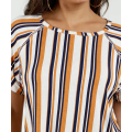 blusa feminina de renda no ombro com listra