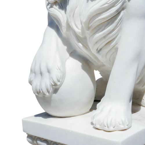 エレガントな白い大理石のライオンズプレミアムガーデンの彫刻