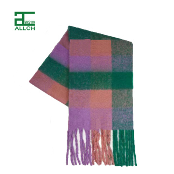 Customizable Oversize Plaid Fluffy Winter Scarf Cape