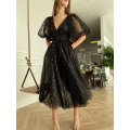 Sparkle Starry Starry Tulle Puffy Sleeve Prom Robes