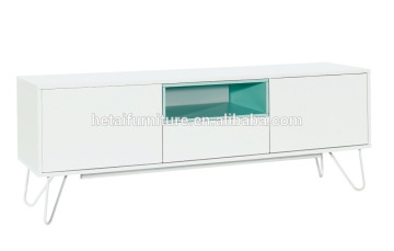 MDF PU painting TV unit/TV Stand with powder coating metal legs