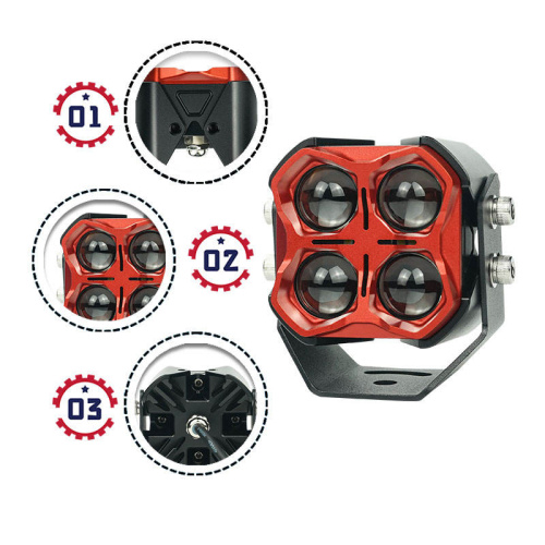 High Quality Aluminum 12V-80V Motorcycle LED Auxiliary Light With Harness Double Colors 86W Great Brightness 4 LED Fog Light